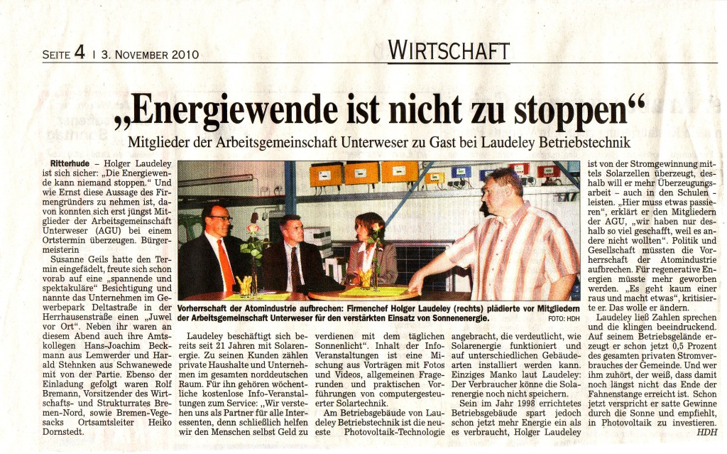 Energiewende ist nicht zu stoppen | Oktober 2010