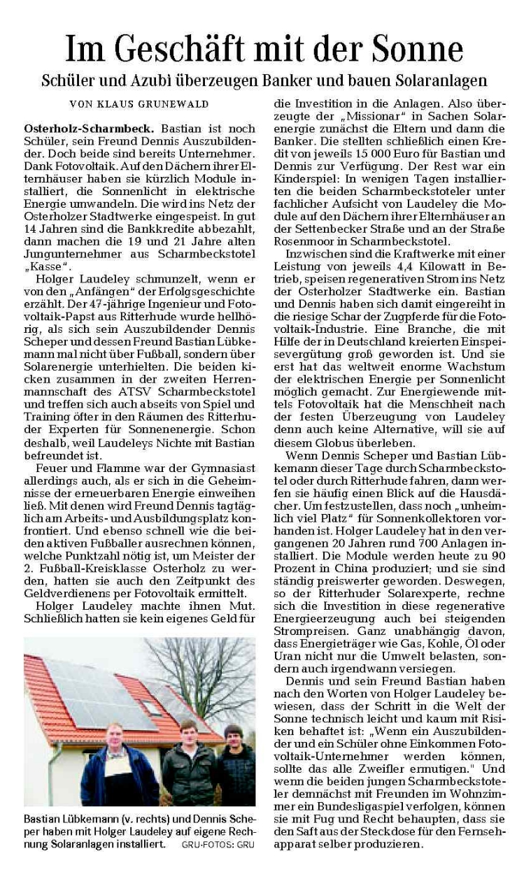 Artikel im Weser-Kurier vom 06. Februar 2011